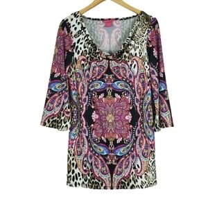 Sunny leigh paisley cowl neck tunic top